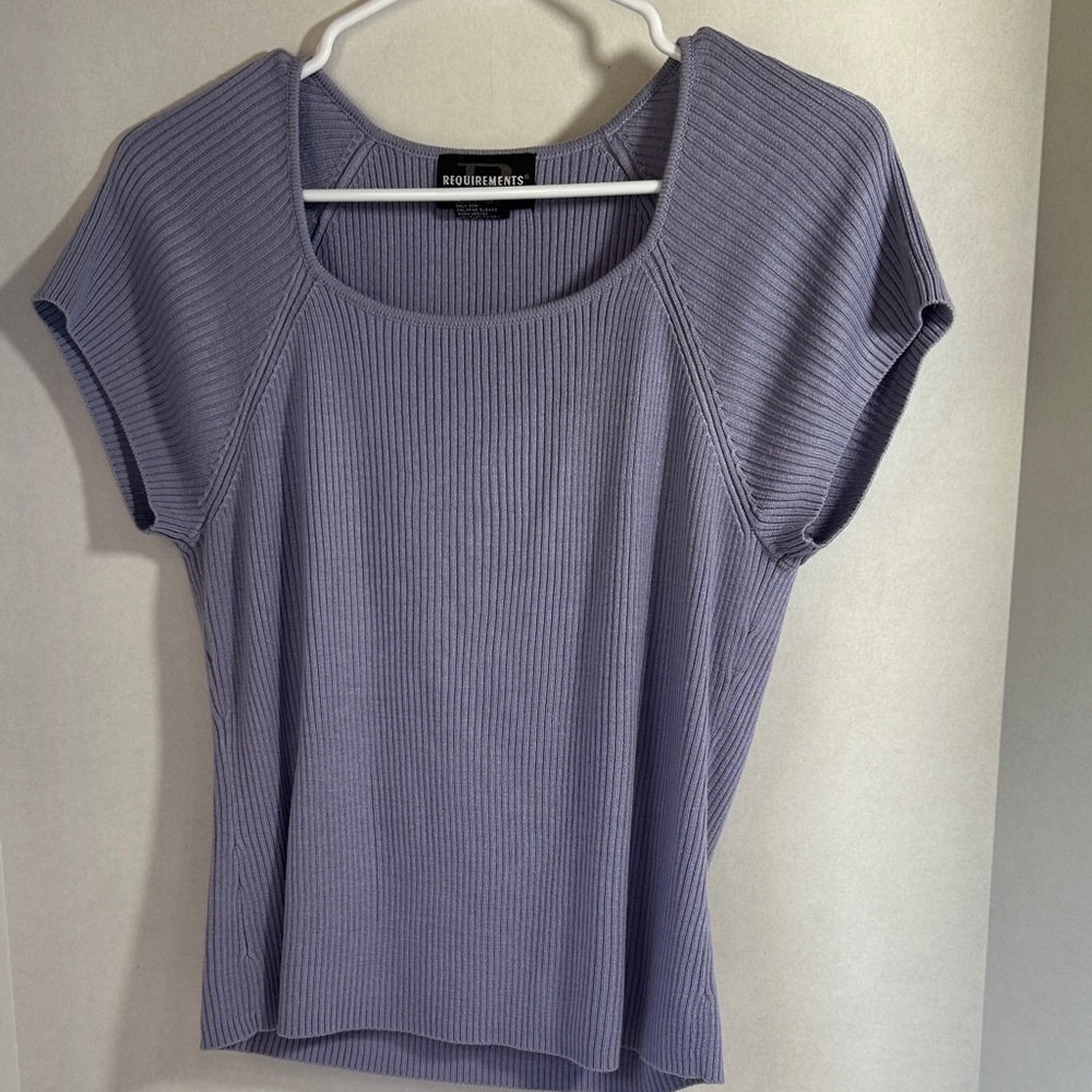 Requirements petite purple ribbed short sleeve top size petite large